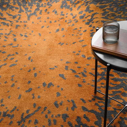 Wilder Splash Spice Orange Animal Inspired Rug – Modern Soft Textured Polyester Carpet for Living Room, Bedroom, and Office