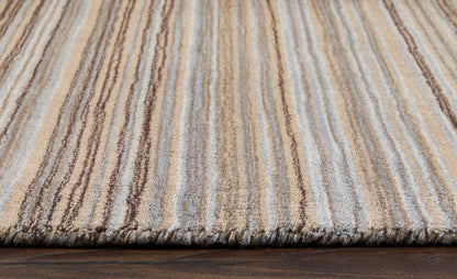 Origins Fine Stripes Hand Loom Woven Wool Rug Halway in Beige