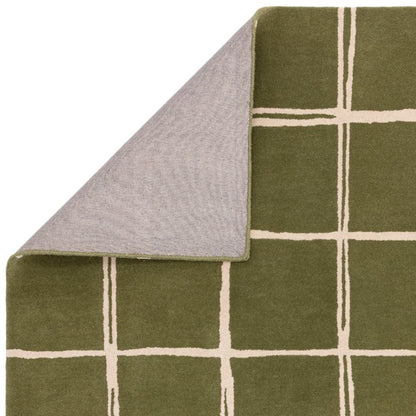 Albany Grid Olive Green – Bold Geometric Intrigue and Natural Wool Luxury
