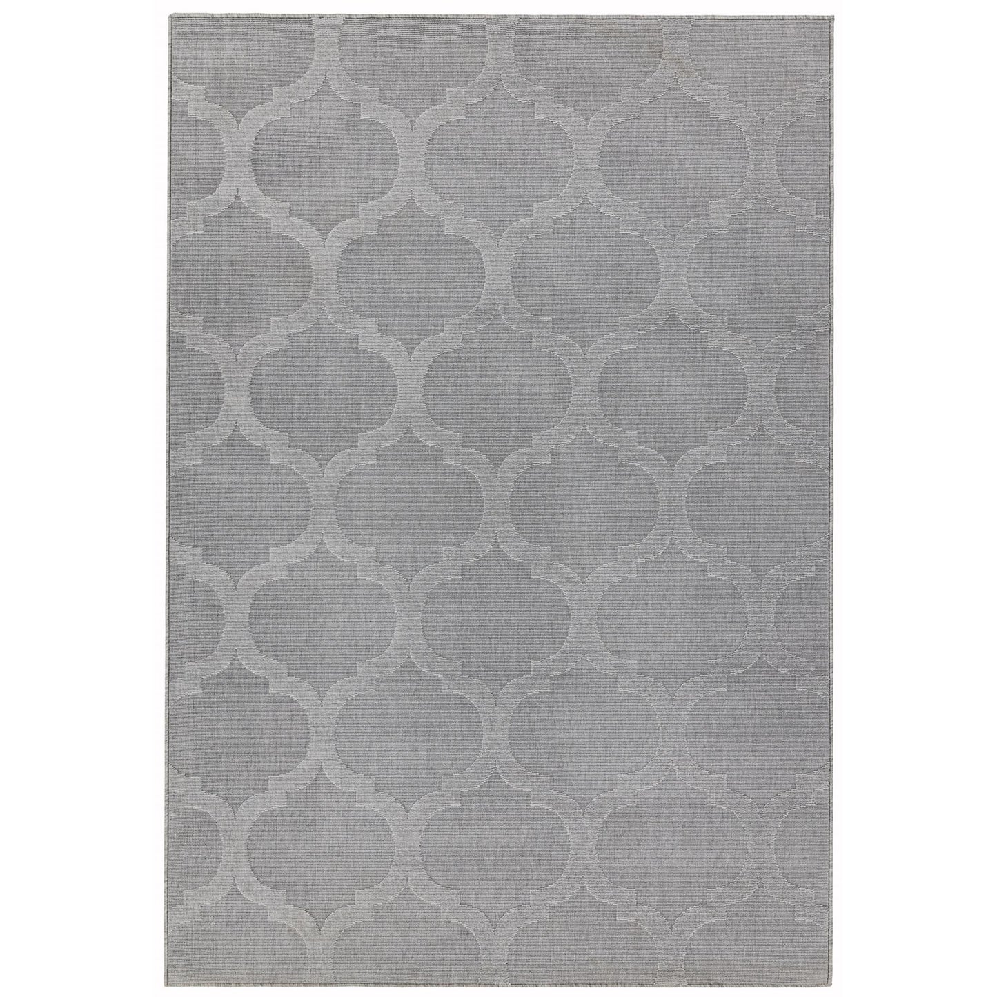 Antibes AN01 Contemporary Grey Trellis Indoor-Outdoor Rug – Durable Geometric Flatweave