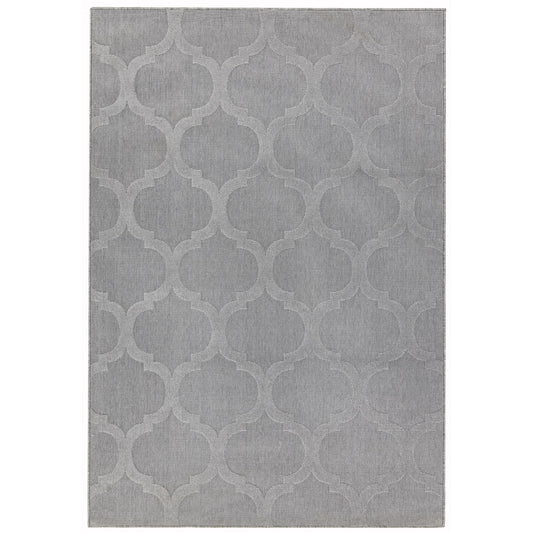 Antibes AN01 Contemporary Grey Trellis Indoor-Outdoor Rug – Durable Geometric Flatweave