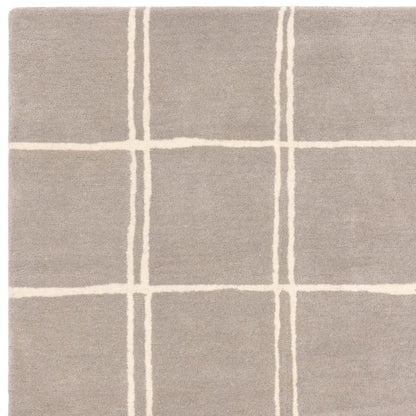 Albany Grid Silver Grey – Bold Geometric Intrigue and Natural Wool Luxury
