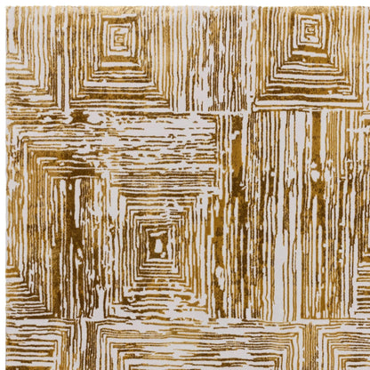 Kuza Portrait Rug – Gold –  Elegant Textured High-Low Pile Carpet