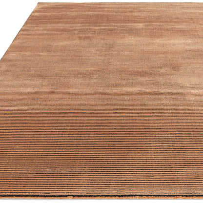 Kuza Plain Stripe Soft Silky Velvety Modern Rug in Terracotta