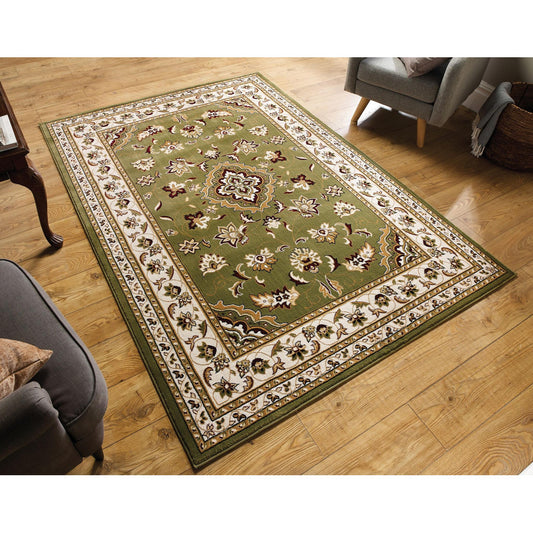 Sherborne Green Rug Traditional Classic Oriental Bedroom Living Room Rug