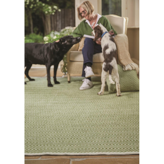 Hug Rug Recycled Washable Rug – Green – Indoor Outdoor Reversible Herringbone Rug