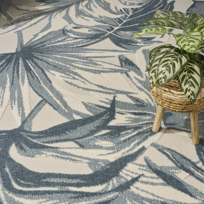 Aloha ALH43 Tropical Floral Ivory Blue Indoor & Outdoor Area Rug