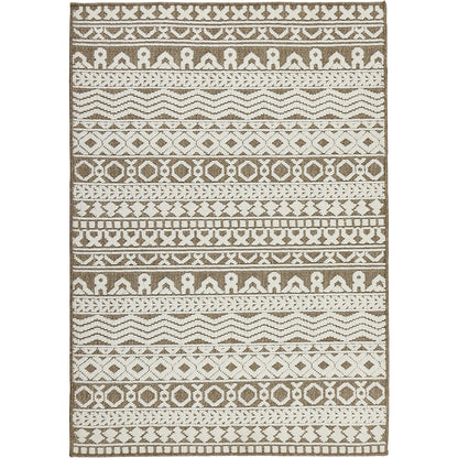 Atlas Graphic Tribal Geometric Teppich – Kaffeebraun – Flachgewebe-Teppich für drinnen und draußen, strapazierfähig