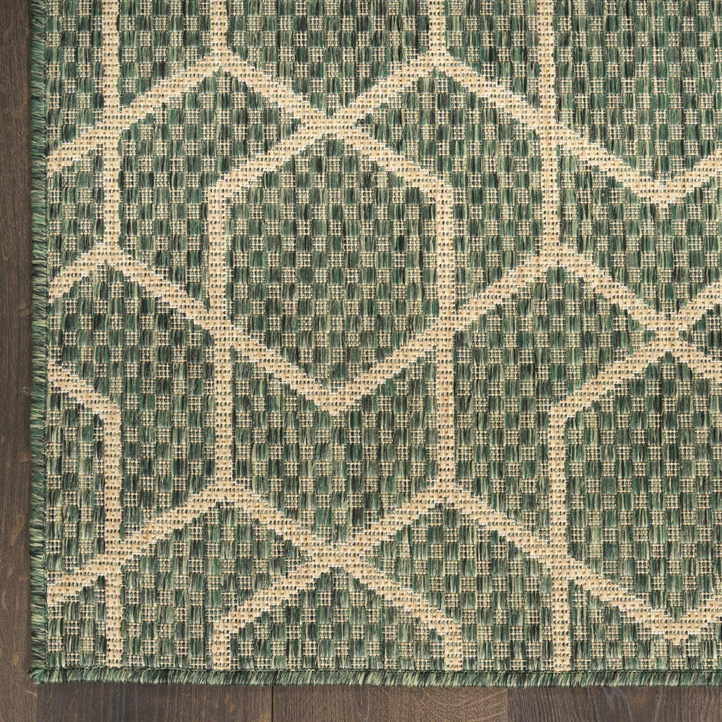 Horizon HOZ01 Modern Geometric Classic Trellis Green Indoor & Outdoor Flatweave Rug