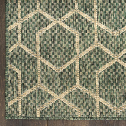 Horizon HOZ01 Modern Geometric Classic Trellis Green Indoor & Outdoor Flatweave Rug