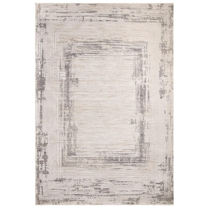 Anders AN06 Boho Charm Abstract Border Shimmer Rug in Grey Natural
