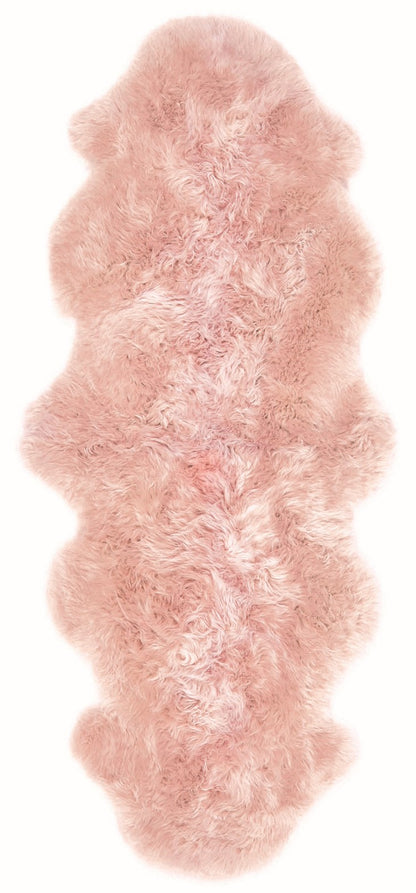 Genuine Sheepskin Animal Fur Soft Wool Shaggy Adobe Rose Pink Rug