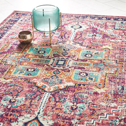 Origins Granada Traditional Bordered Rug & Hallway Runner in Ruby
