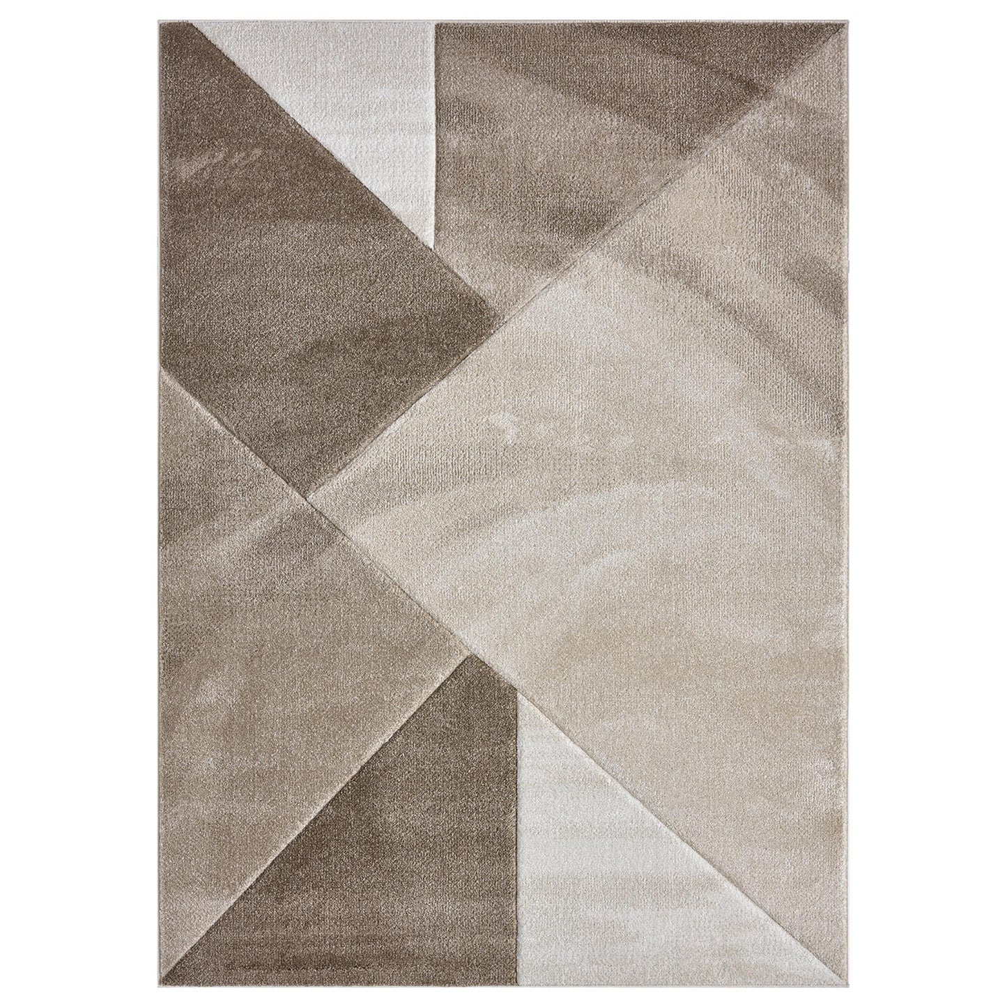 Orbit Eira Geometric 3D Carved Beige Rug – Modern Soft Textured Polyester Carpet for Living Room, Bedroom, and Hallway