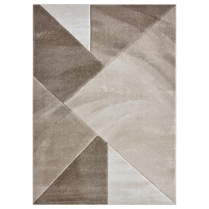 Orbit Eira Geometric 3D Carved Beige Rug – Modern Soft Textured Polyester Carpet for Living Room, Bedroom, and Hallway