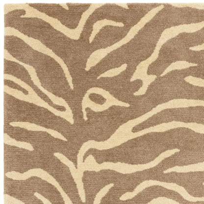 Tigra Hand Carved Wool Rug – Wild Safari Animal Pattern Sand Beige