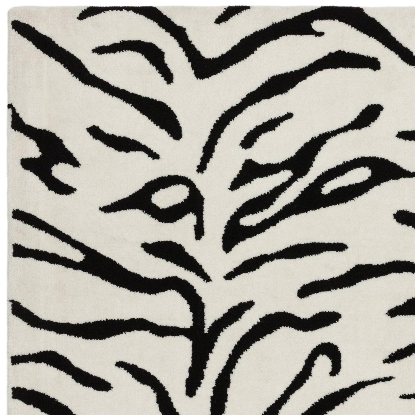 Wilder Tiger Mono Animal Inspired Black & White Rug – Modern Soft Textured Polyester Carpet