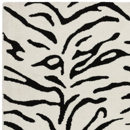 Wilder Tiger Mono Animal Inspired Black & White Rug – Modern Soft Textured Polyester Carpet
