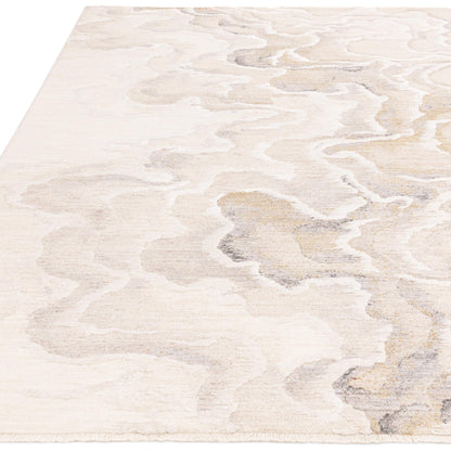 Seville 02 Setas Kurzflor Teppich Modern Abstrakt Soft Touch Seidiger Teppich in Beige Natur