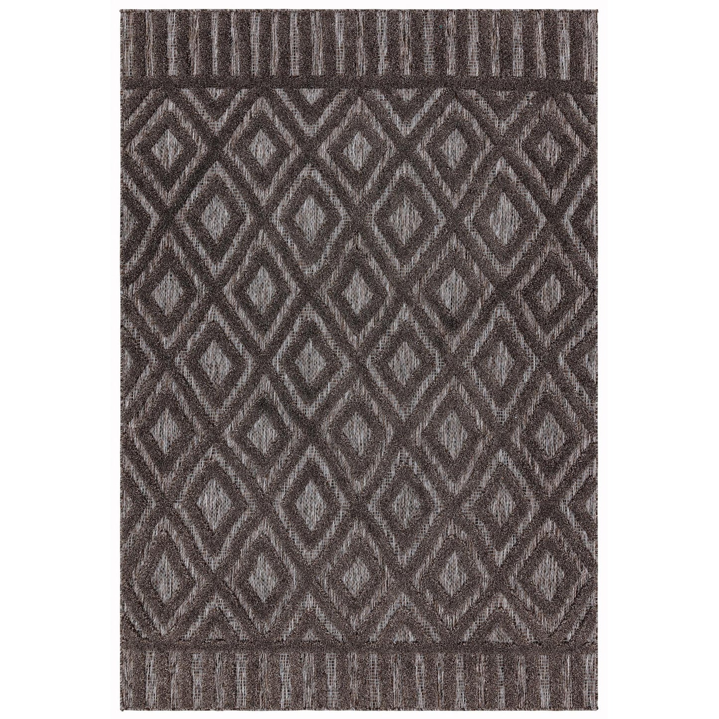 Salta Diamond SA02 Geometric Charcoal Grey High-Low Indoor & Outdoor Rug