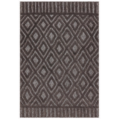 Salta Diamond SA02 Geometric Charcoal Grey High-Low Indoor & Outdoor Rug