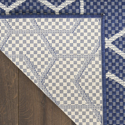 Horizon HOZ01 Modern Geometric Classic Trellis Navy Blue Indoor & Outdoor Flatweave Rug