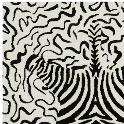Wilder Zebra Mono Animal Inspired Black & White Rug – Modern Soft Textured Polyester Carpet