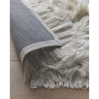 High Pile Shaggy Rug for Living Room Bedroom Modern Glamour Silky Shag Carpet – Ivory