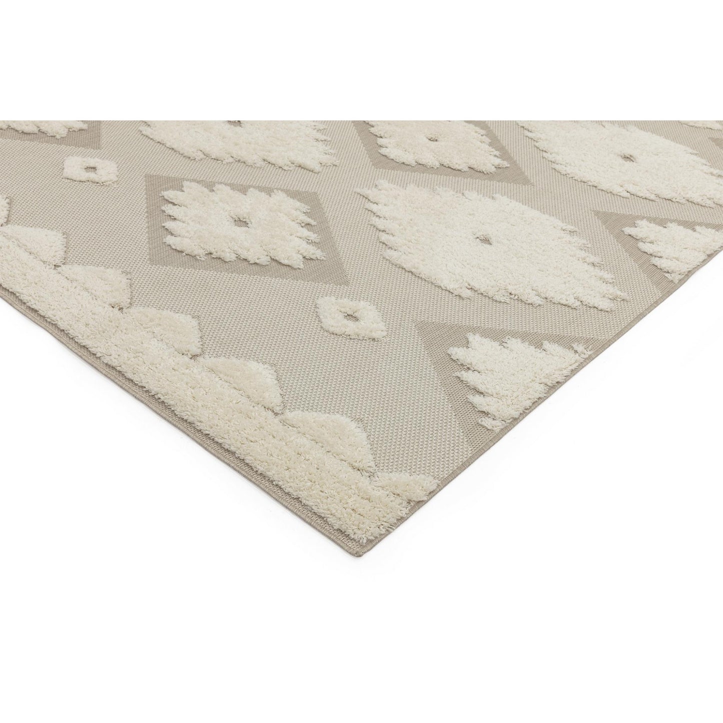 The Monty MN02 Tribal Geometric Flatweave – Weatherproof Indoor & Outdoor Rug in Natural & Cream