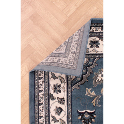 Sherborne Blauer Teppich, traditioneller klassischer orientalischer Schlafzimmer-/Wohnzimmerteppich 