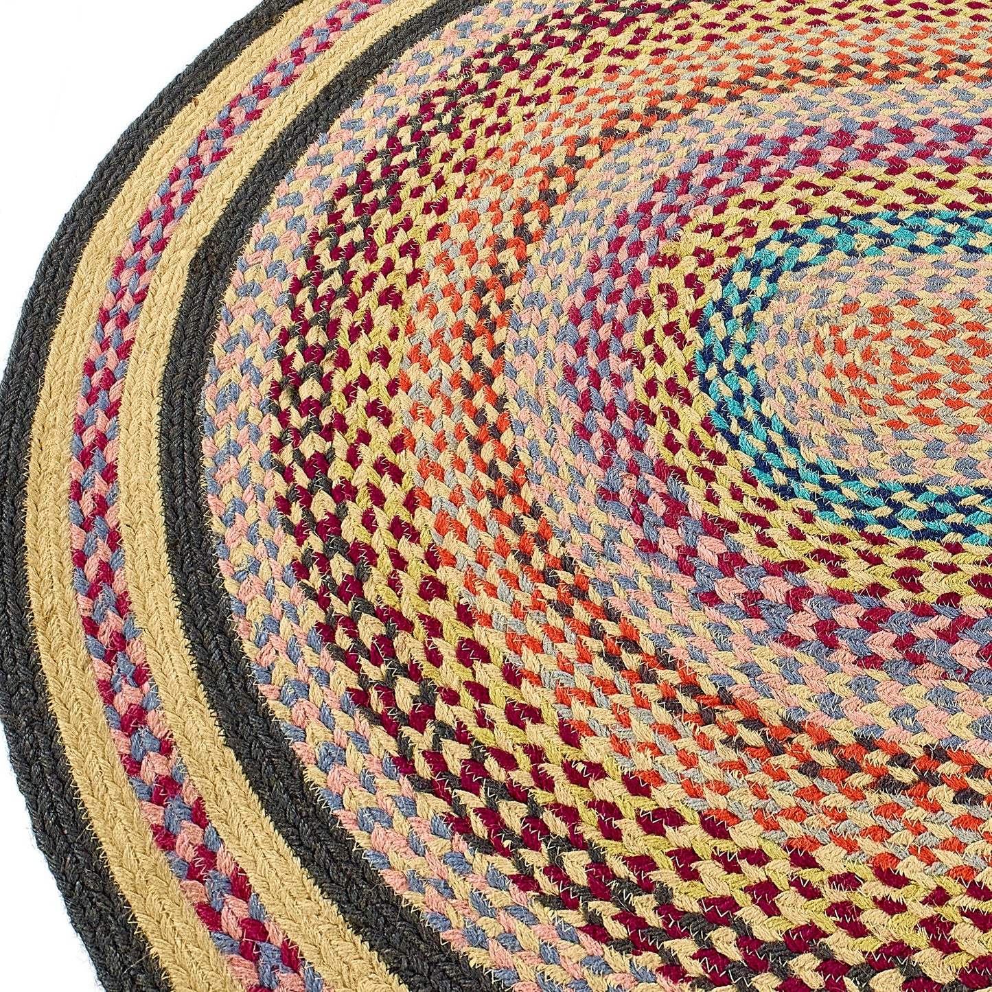 Origins Jute Extra Colourful Oval Rug in Natural Multi 160x230 cm (5'3"x7'7")