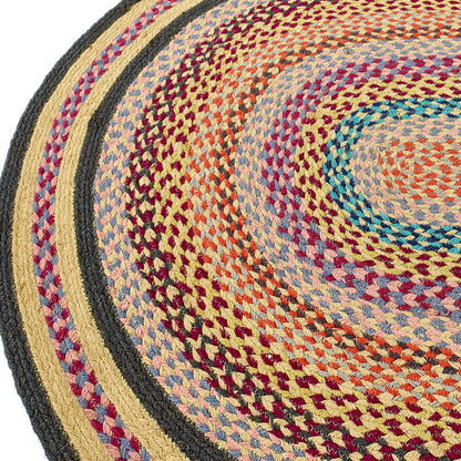 Origins Jute Extra Colourful Oval Rug in Natural Multi 160x230 cm (5'3"x7'7")