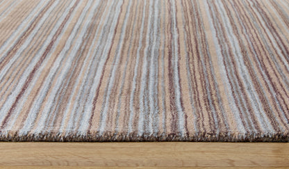 Origins Fine Stripes Hand Loom Woven Wool Rug Halway in Beige