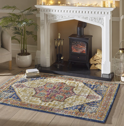 Origins Granada Traditional Bordered Rug & Hallway Runner in Amber