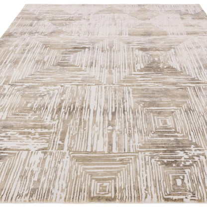 Kuza Portrait Rug – Beige –  Elegant Textured High-Low Pile Carpet