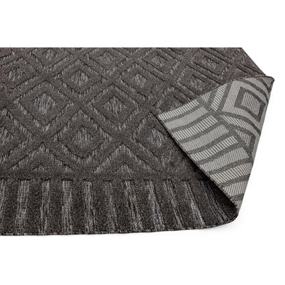 Salta Diamond SA02 Geometric Charcoal Grey High-Low Indoor & Outdoor Rug