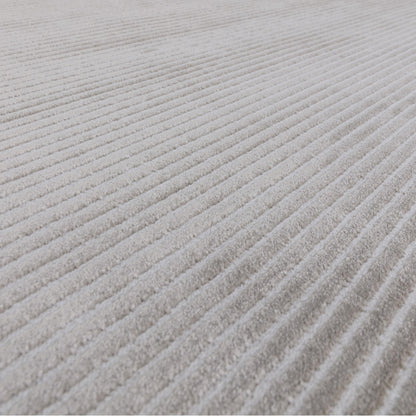 Kuza Plain Stripe Soft Silky Velvety Modern Rug in Silver Grey
