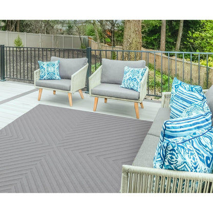 Antibes AN07 Geometric Arrow Light Grey Indoor & Outdoor Flatweave Rug