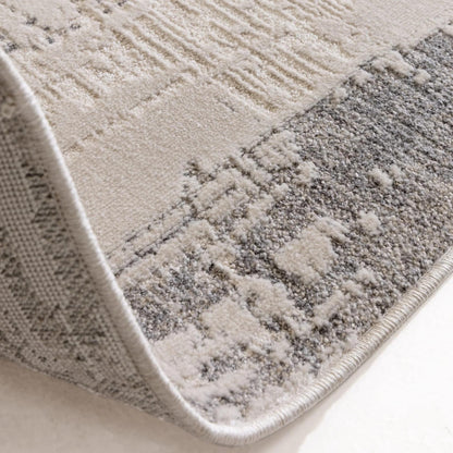 Anders AN06 Boho Charm Abstract Border Shimmer Rug in Grey Natural