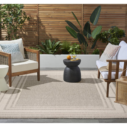 Horizon HOZ03 Modern Bordered Light Grey Indoor & Outdoor Flatweave Rug