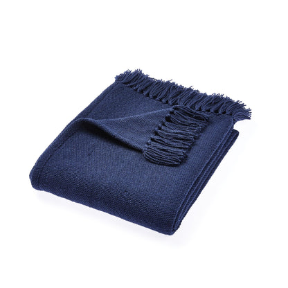 Hug Rug Woven Plain Throw Navy Blanket Bed Sofa Chair Cover in 130 x 180 cm