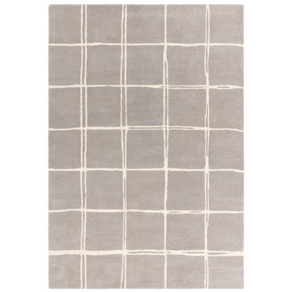 Albany Grid Silver Grey – Bold Geometric Intrigue and Natural Wool Luxury