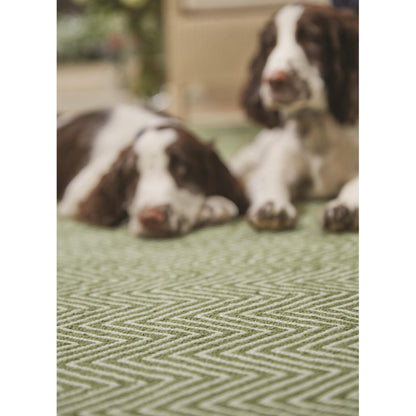 Hug Rug Recycled Washable Rug – Green – Indoor Outdoor Reversible Herringbone Rug