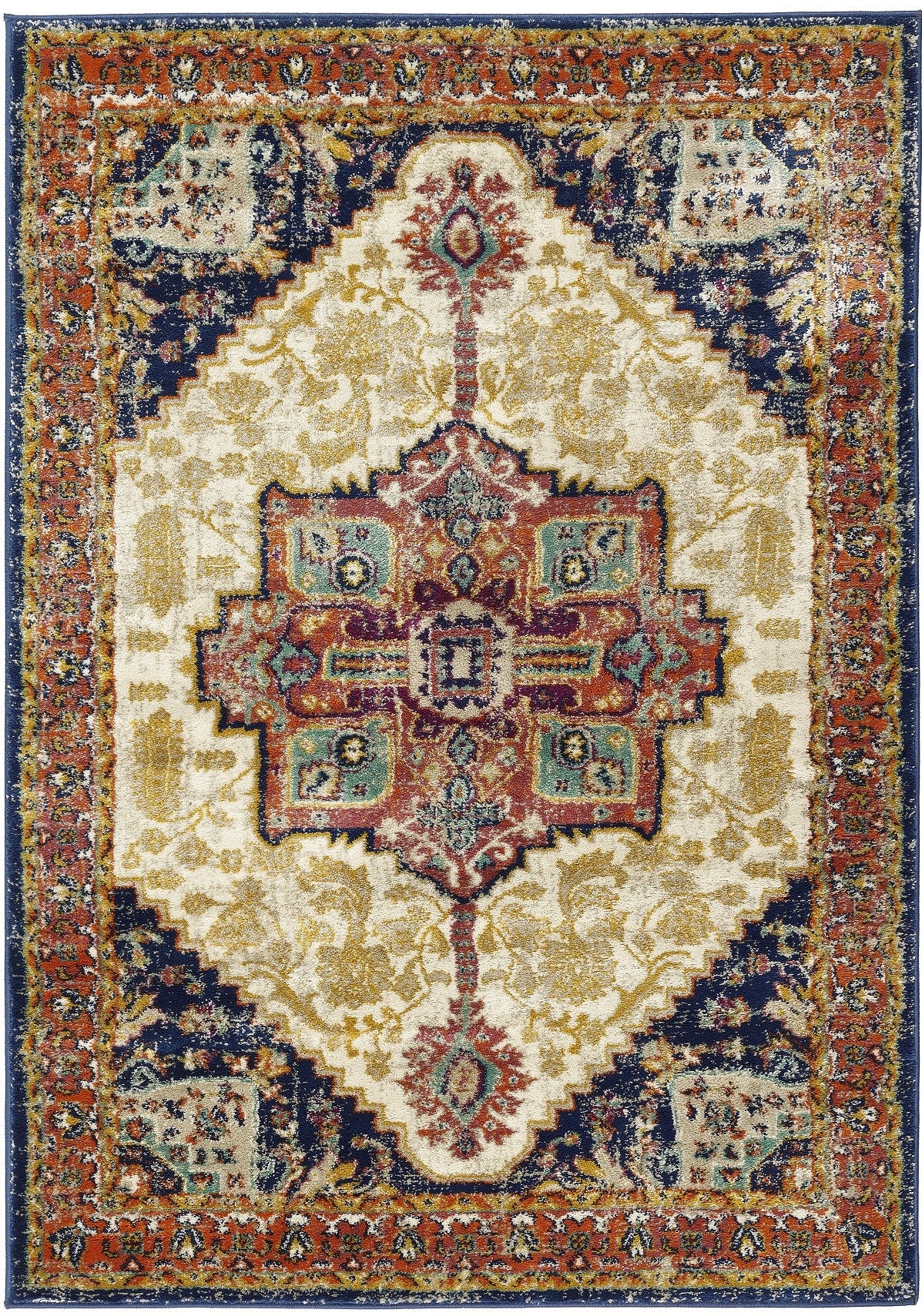 Origins Granada Traditional Bordered Rug & Hallway Runner in Amber