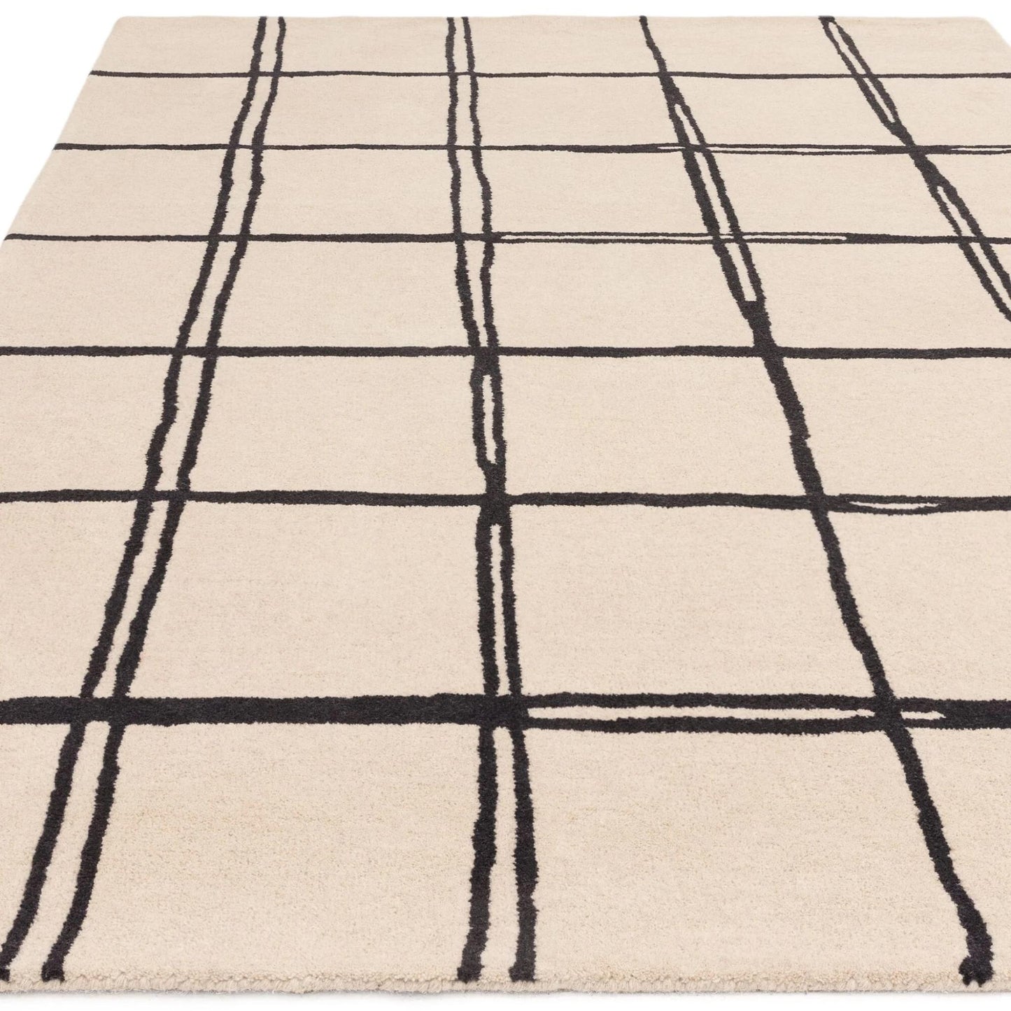 Albany Grid Monochrome Geometric Hand Tufted Wool Rug