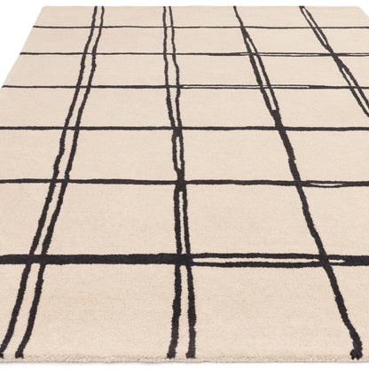 Albany Grid Monochrome Geometric Hand Tufted Wool Rug