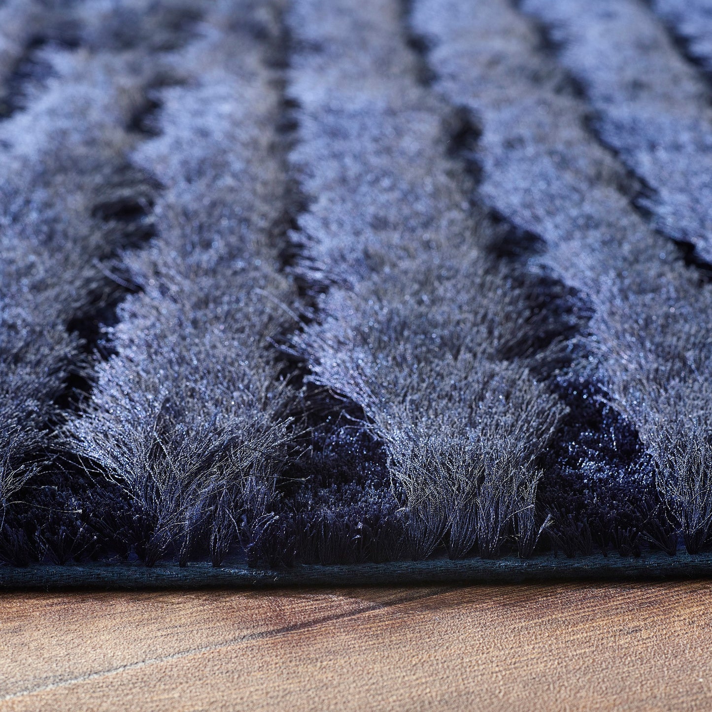 Origins Carved Glamour Navy Blue Shaggy Rug