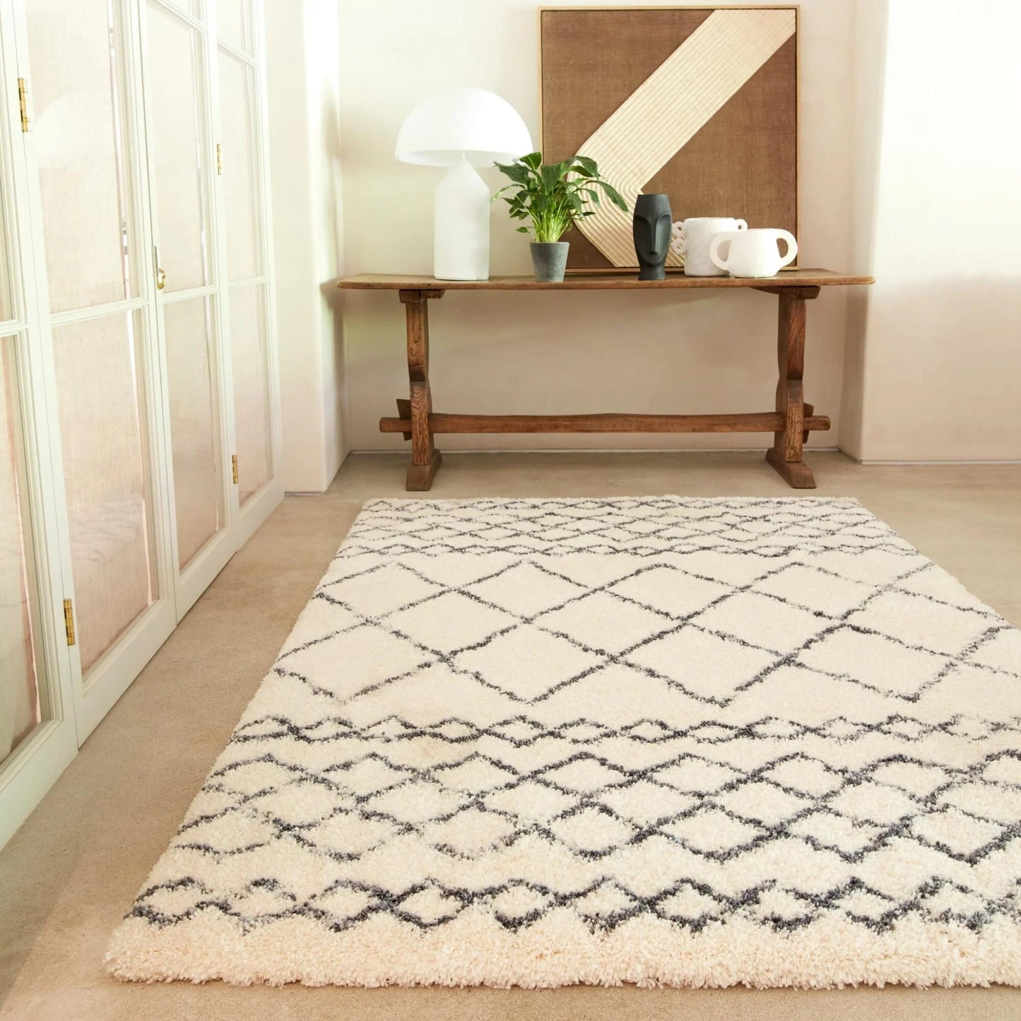 Alto AL02 Cream Grey – Bold Moroccan Intrigue and Soft Shaggy Comfort