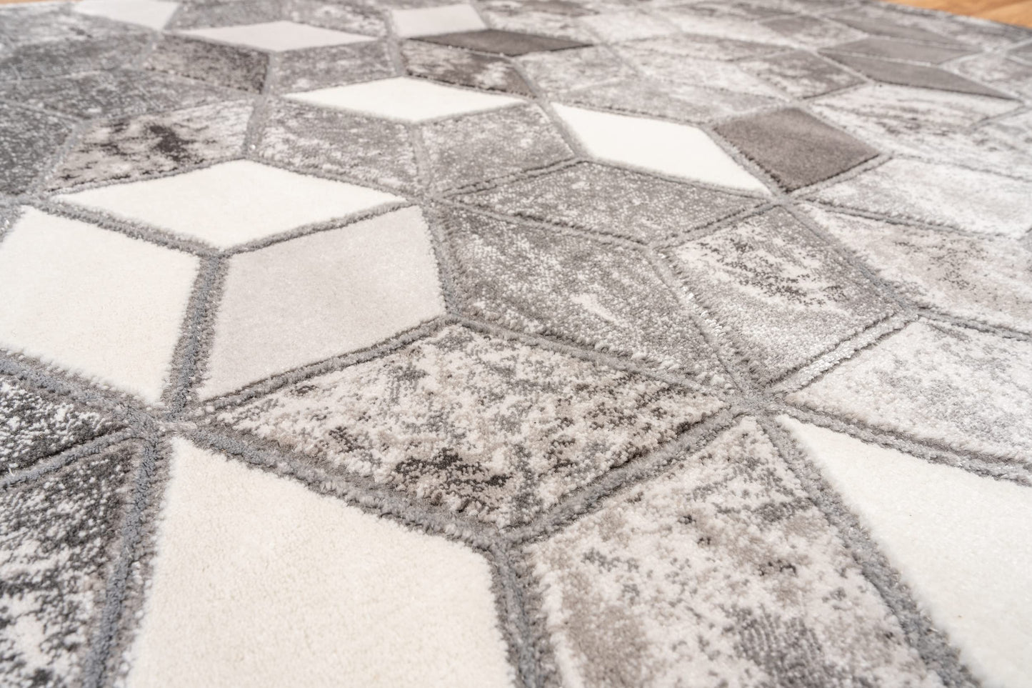 Marbled Geometric Rug Modern 3D Cubic Patterned Carpet for Living Room Bedroom Bianco 207IA Soft Quality Rug