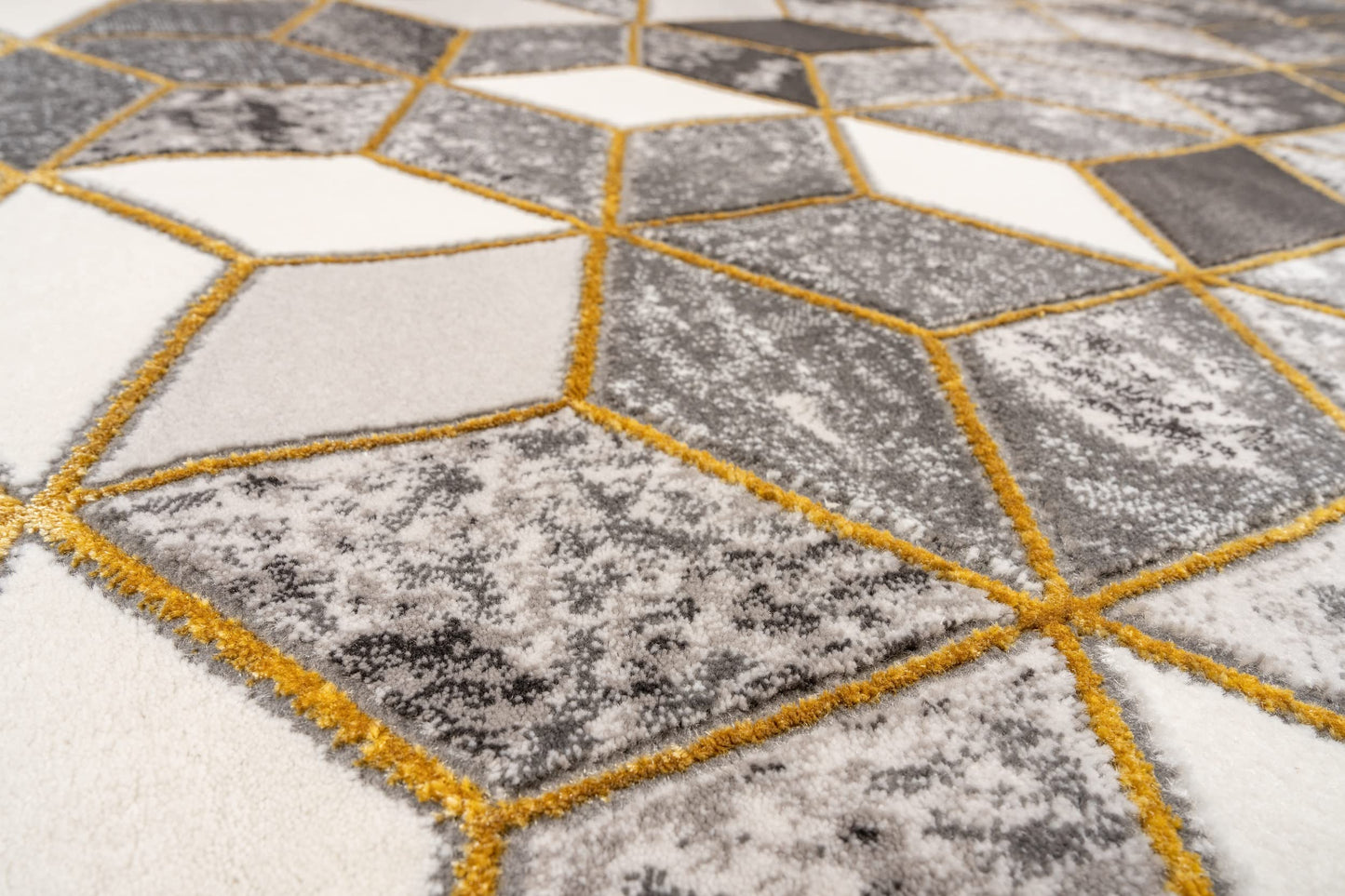Marbled Geometric Rug Modern 3D Cubic Patterned Carpet for Living Room Bedroom Bianco 207IA Soft Quality Rug